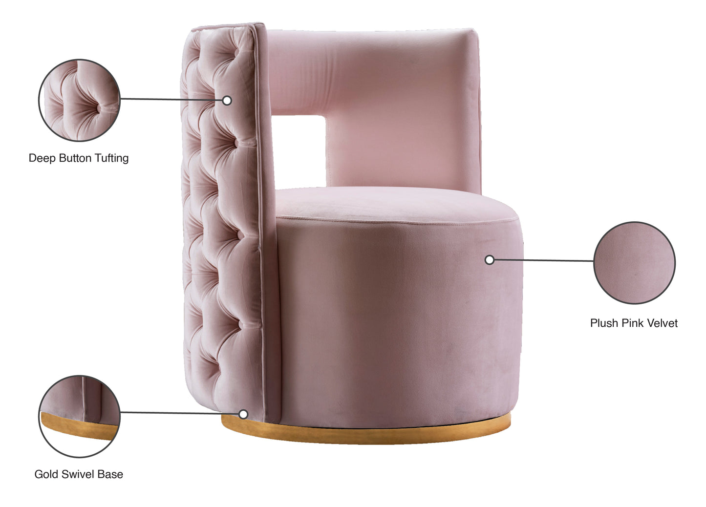 bowery pink velvet accent chair pink