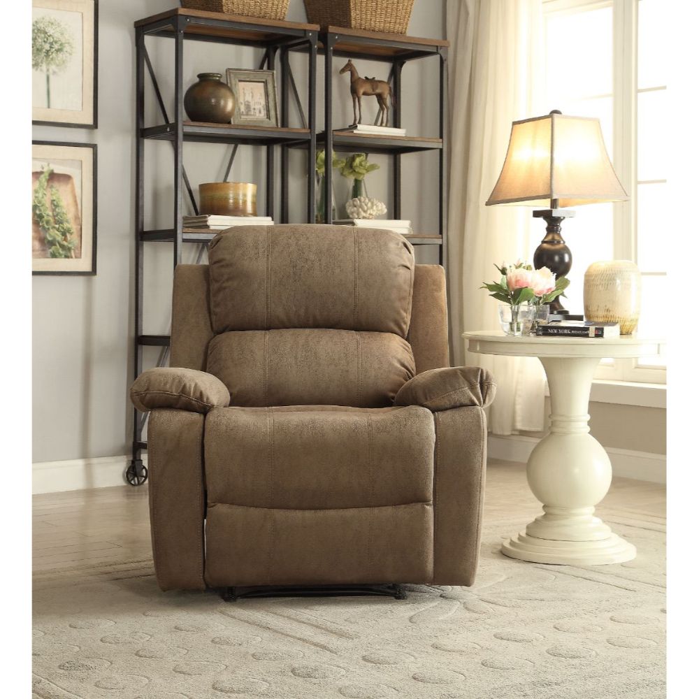 elain motion recliner, taupe polished microfiber