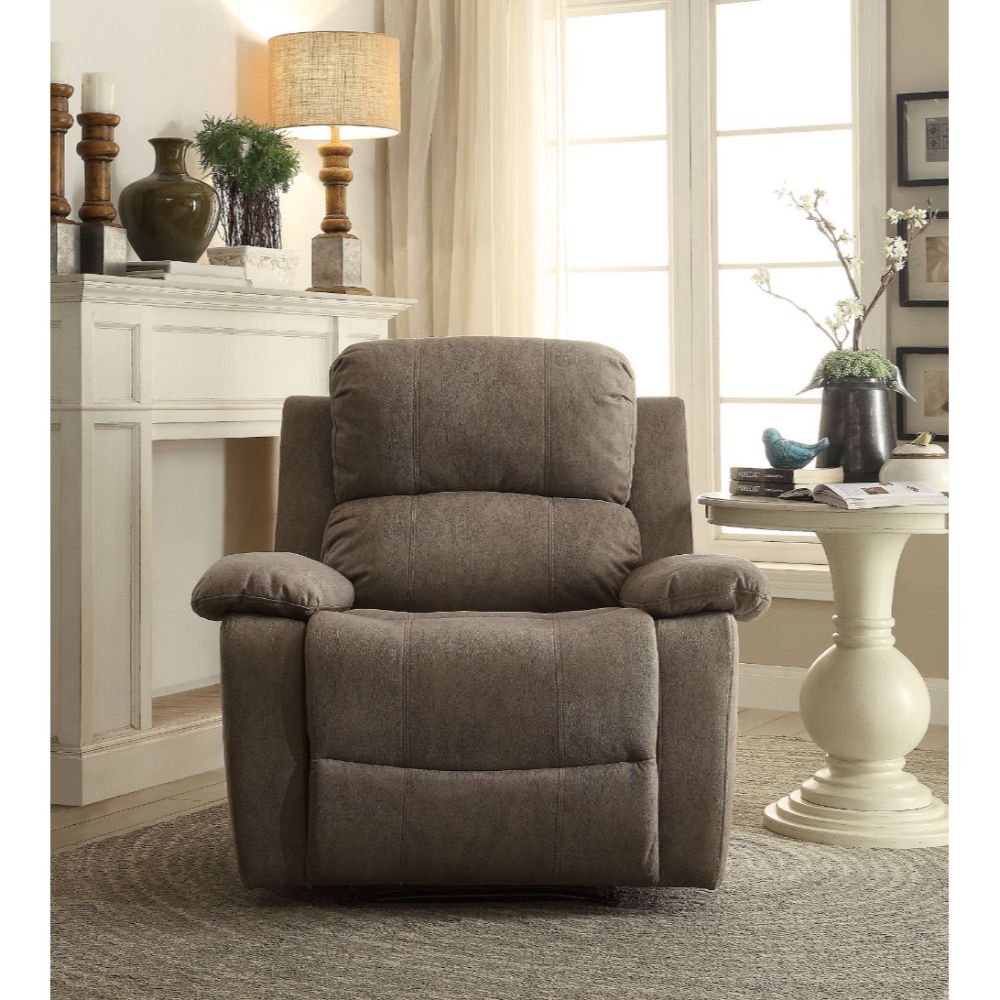 elain motion recliner, gray polished microfiber