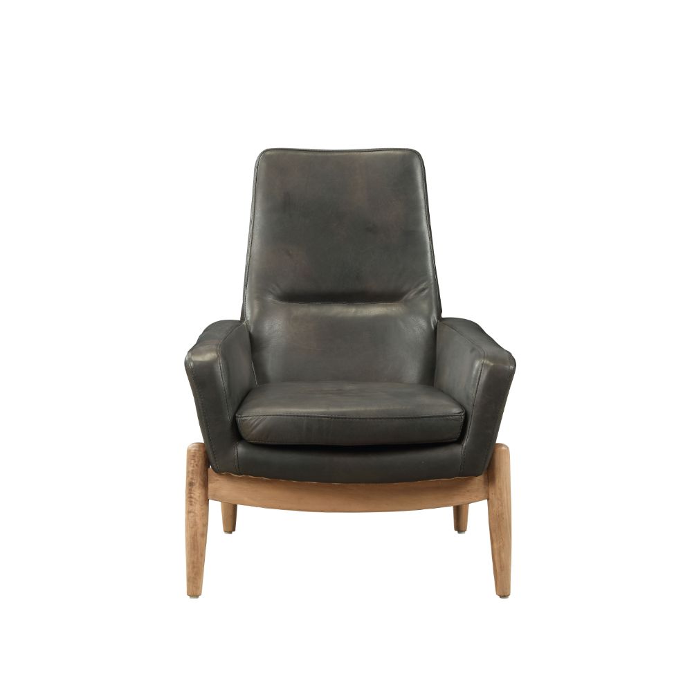 eleanor accent chair, black top grain leather