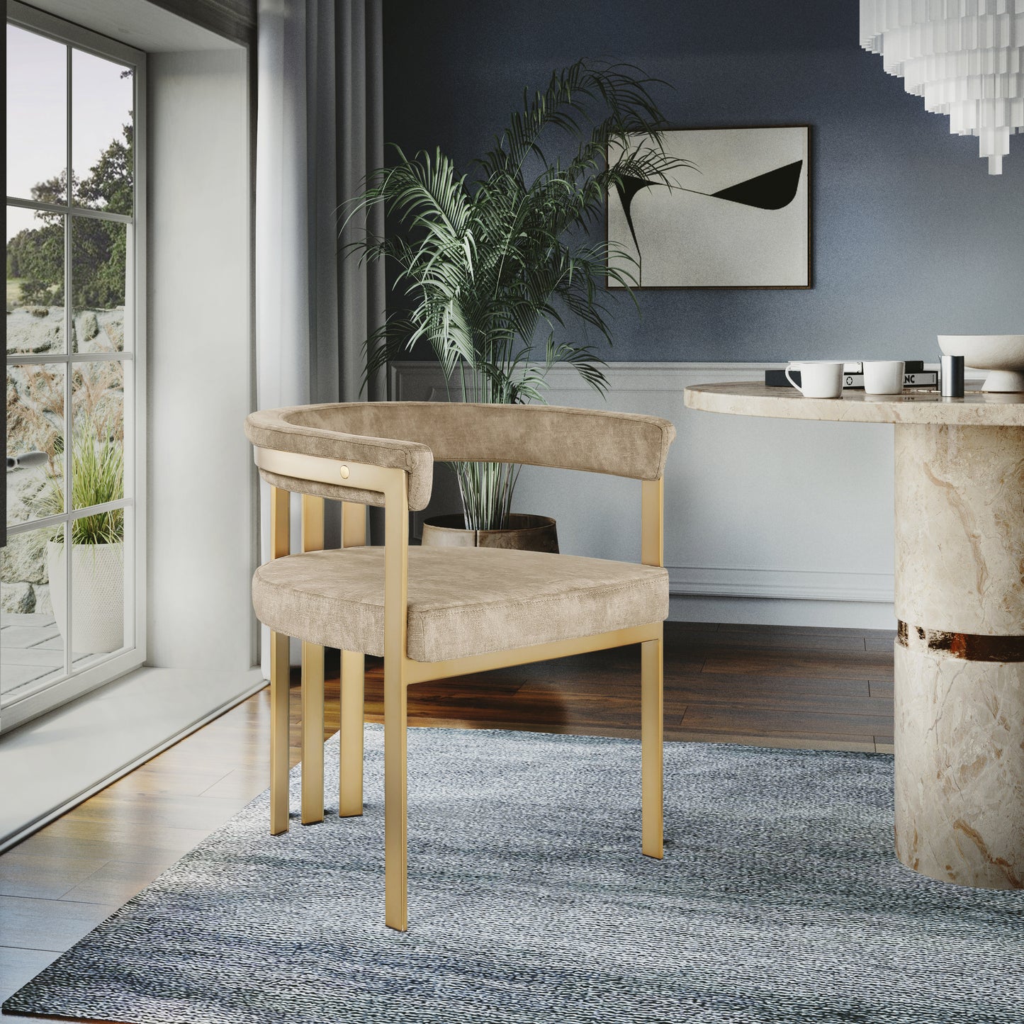 bristol beige velvet dining chair