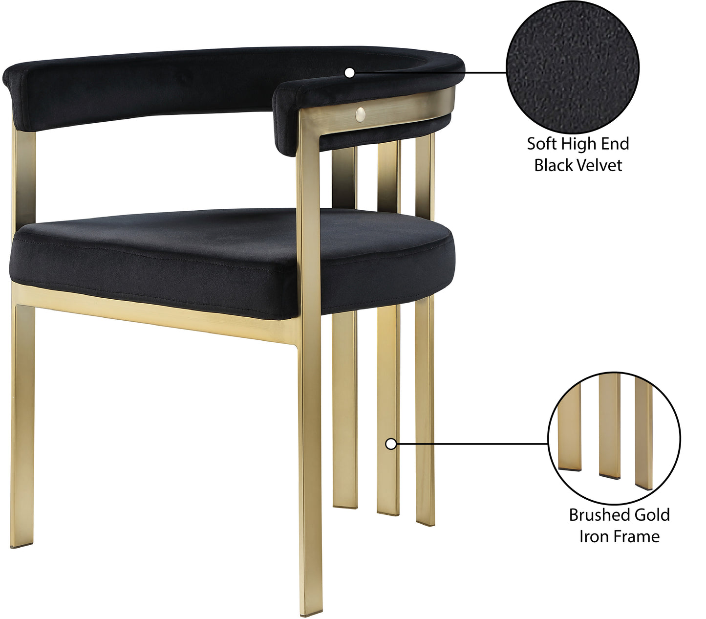 elijah black velvet dining chair c