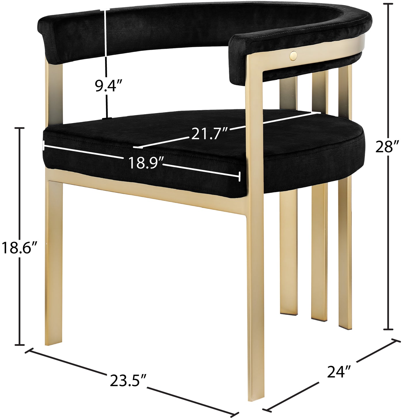 bristol black velvet dining chair