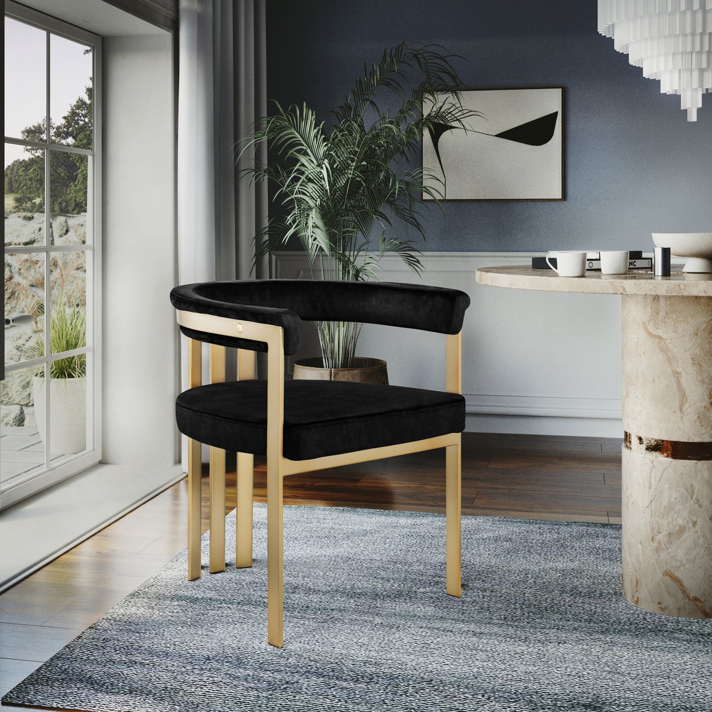 bristol black velvet dining chair