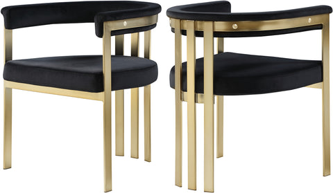 Giselle Black Velvet Upholstered Dining Chair, 2-Piece