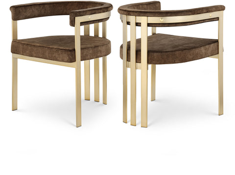 Giselle Brown Velvet Upholstered Dining Chair, 2-Piece
