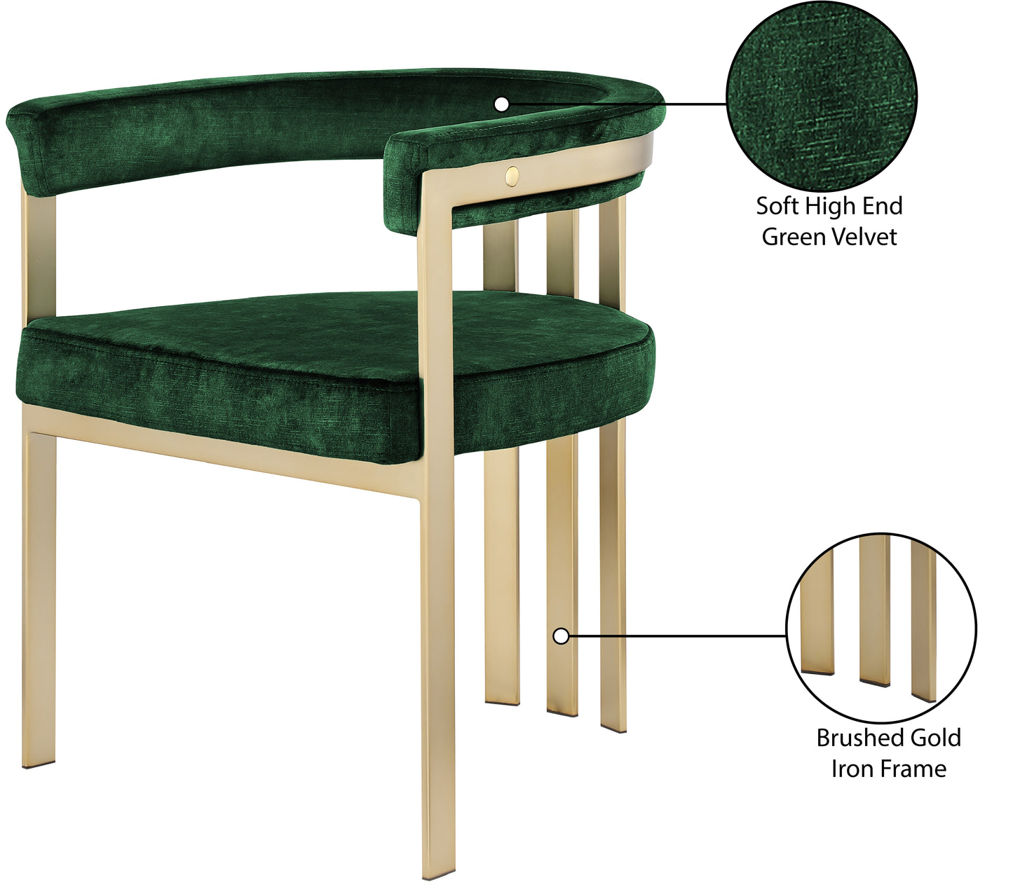 bristol green velvet dining chair