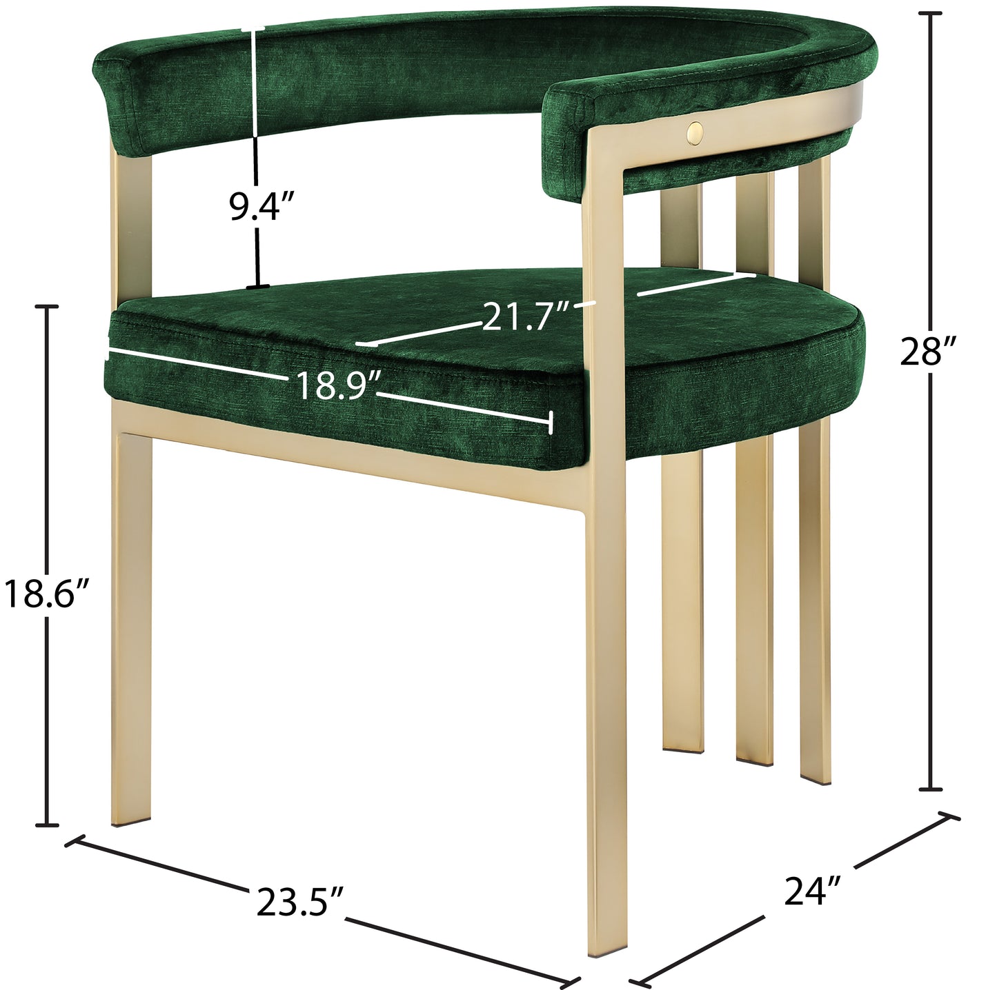 bristol green velvet dining chair