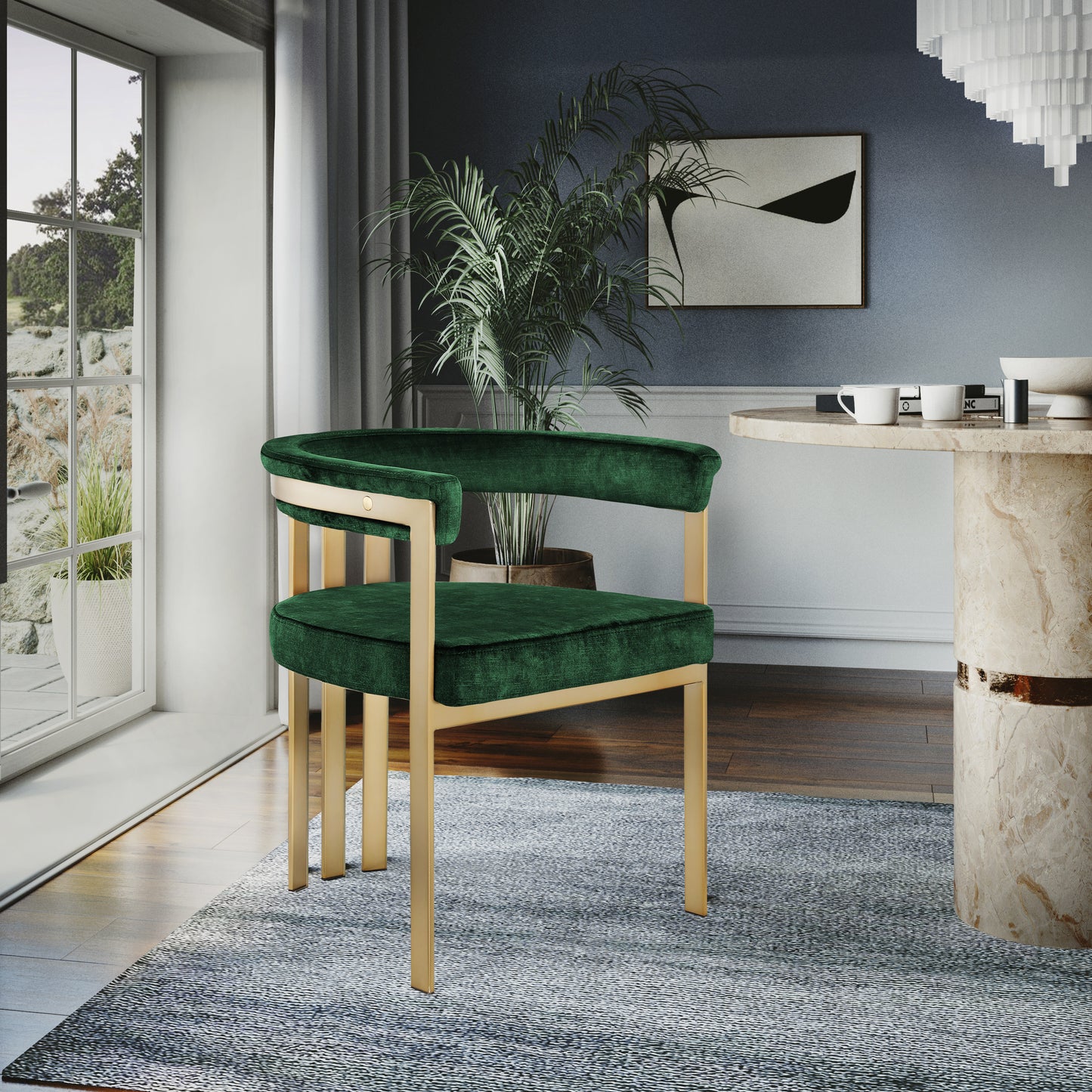 bristol green velvet dining chair