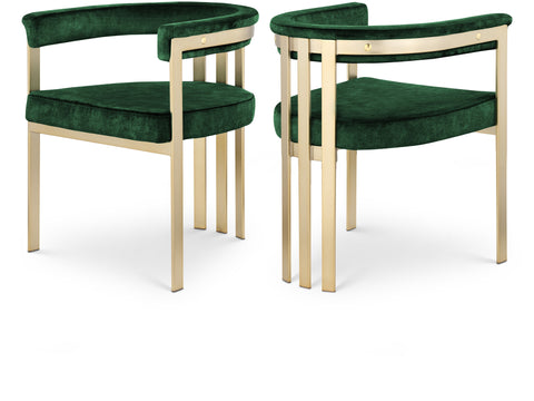 Giselle Green Velvet Upholstered Dining Chair, 2-Piece