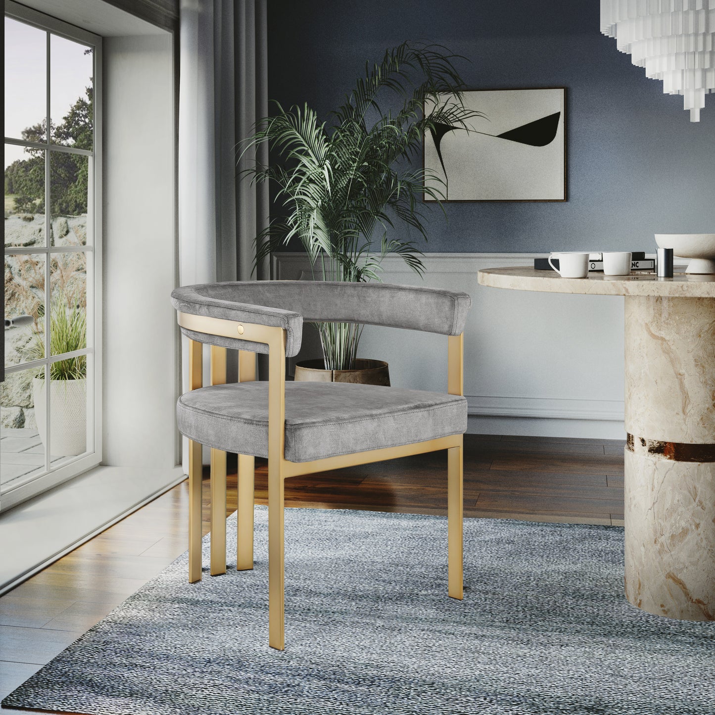 bristol grey velvet dining chair