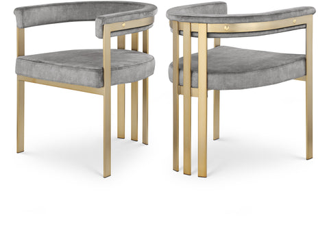 Giselle Grey Velvet Upholstered Dining Chair, 2-Piece
