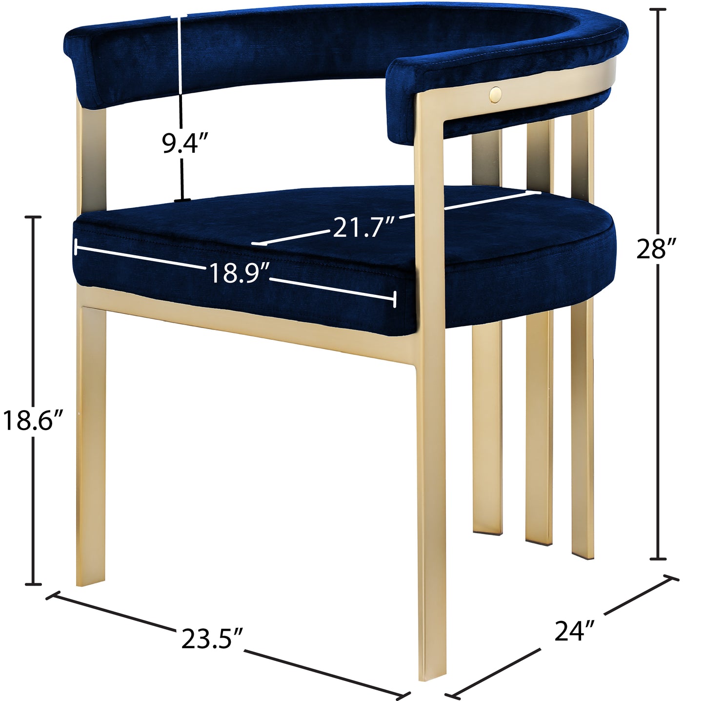 elijah navy velvet dining chair c