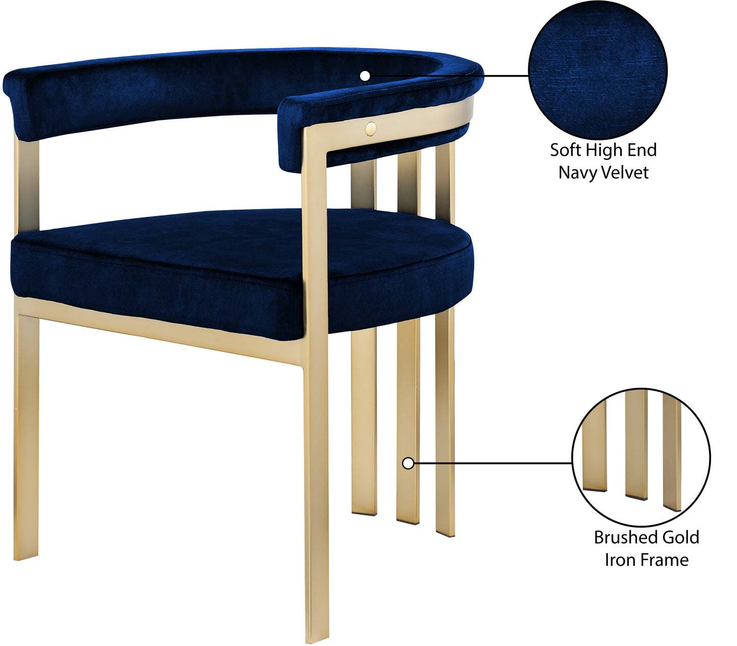 elijah navy velvet dining chair c