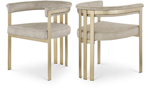 Giselle Stone Velvet Upholstered Dining Chair, 2-Piece