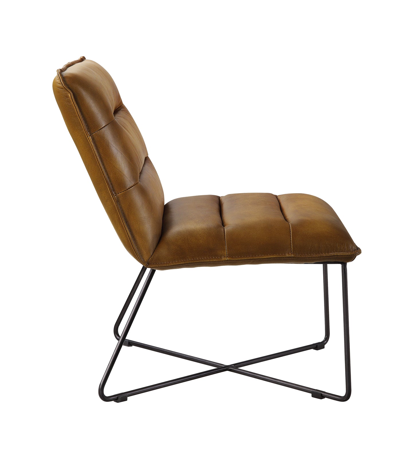 ellette accent chair, saddle brown top grain leather