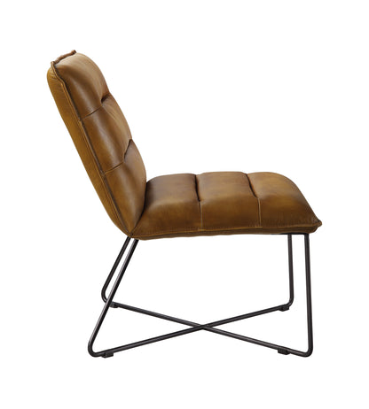 Ellette Accent Chair, Saddle Brown Top Grain Leather