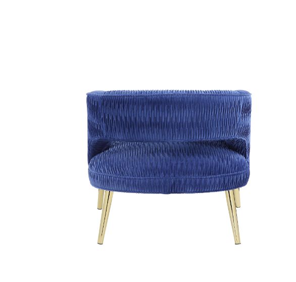 elling accent chair, blue velvet & gold finish