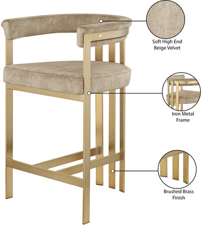 Elijah Beige Velvet Counter Stool C