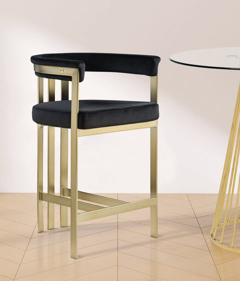 Elijah Black Velvet Counter Stool C