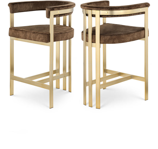 Bristol Brown Velvet Counter Stool