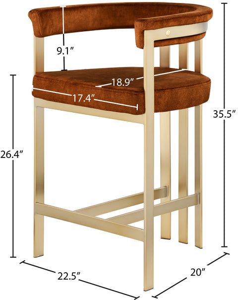 Bristol Cognac Velvet Counter Stool