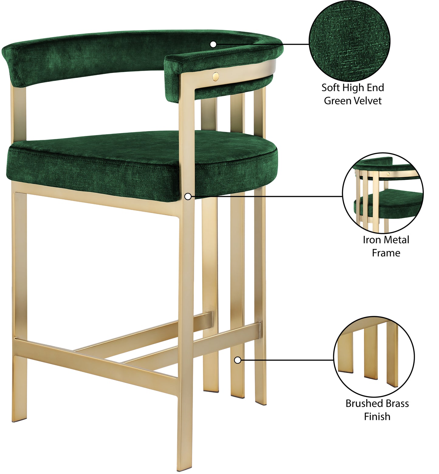 elijah green velvet counter stool c