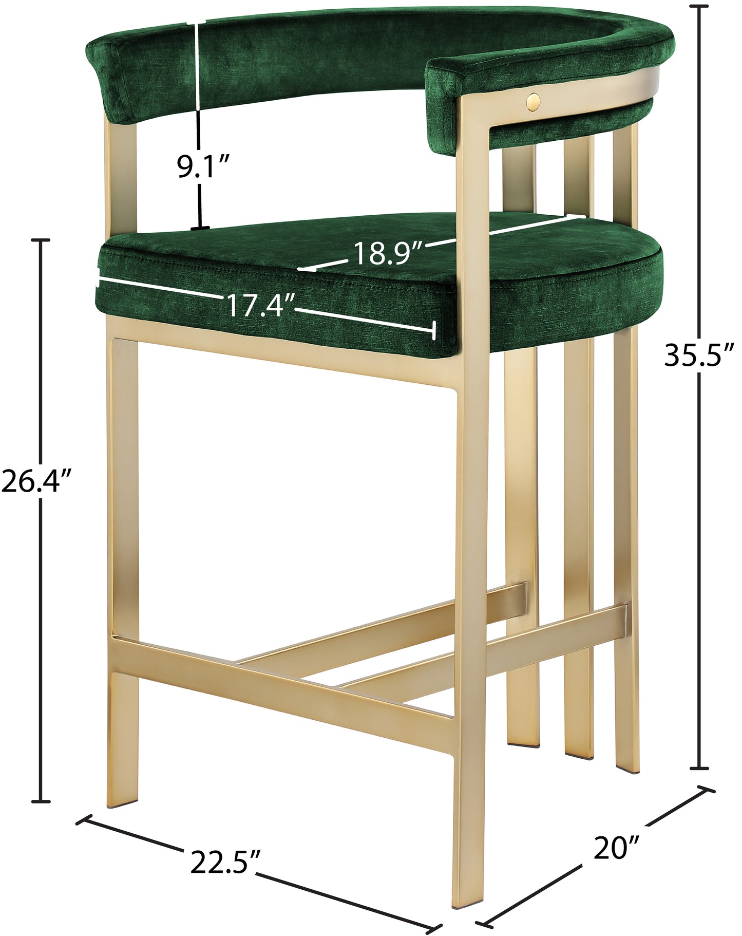 bristol green velvet counter stool