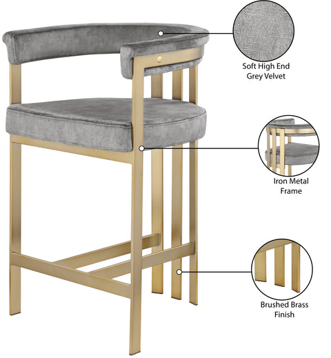 Elijah Grey Velvet Counter Stool C