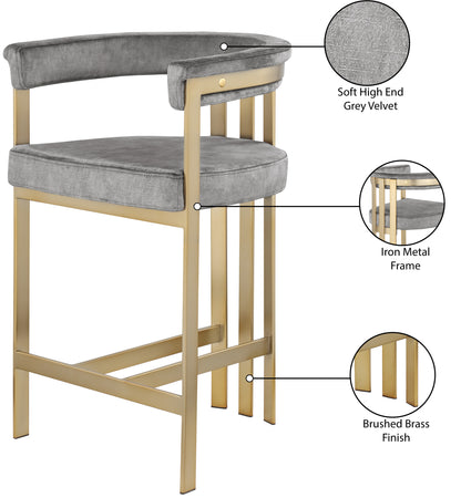 Bristol Grey Velvet Counter Stool