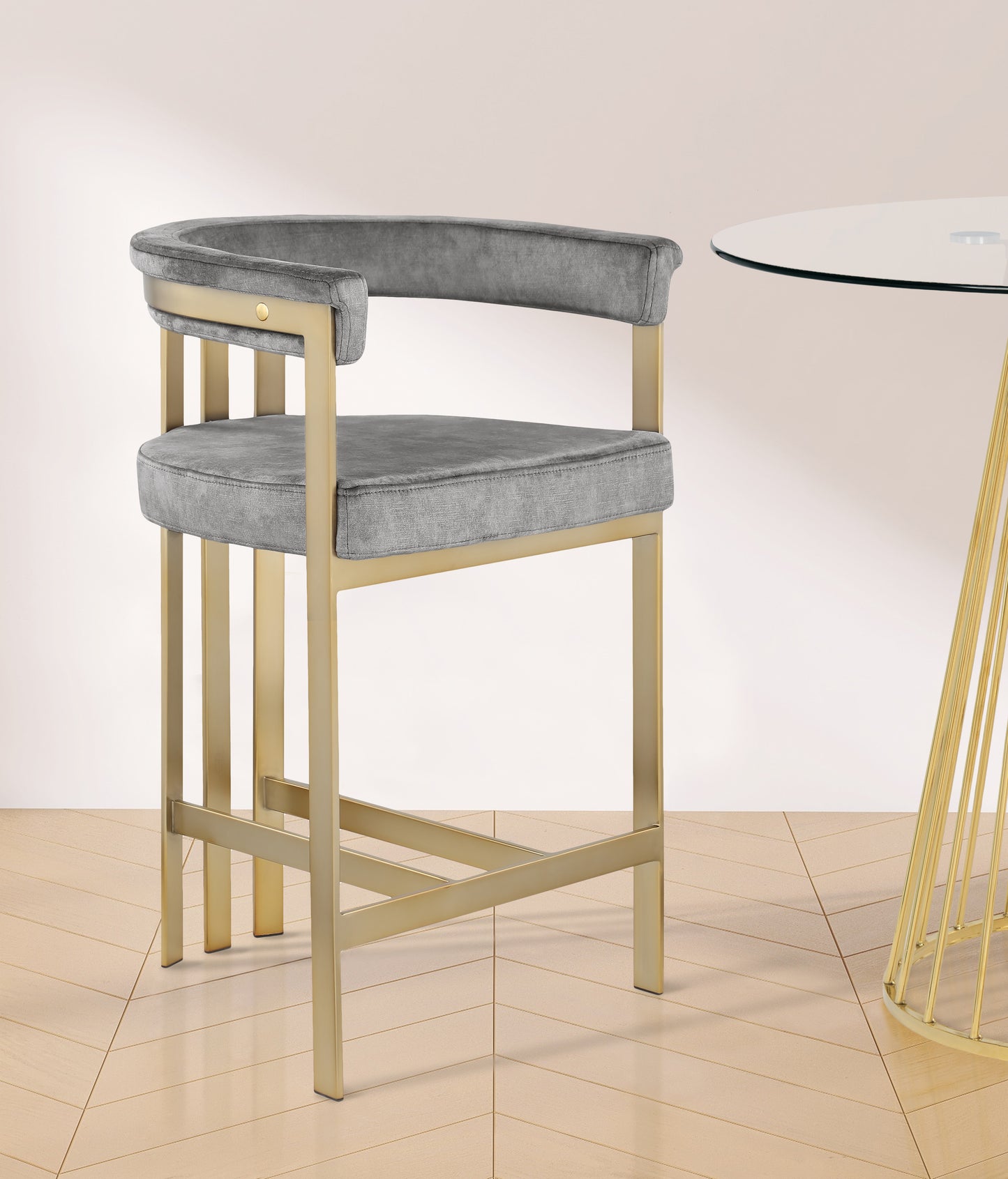 bristol grey velvet counter stool