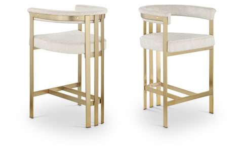 Giselle Stone Velvet Upholstered Counter Stool, 2-Piece