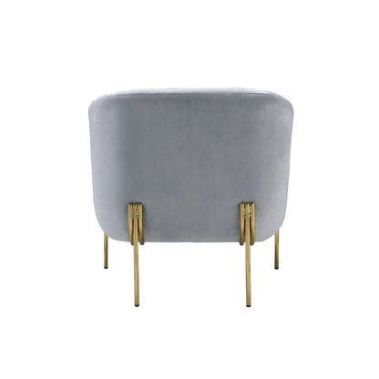 Emery Accent Chair, Gray Velvet & Gold Finish