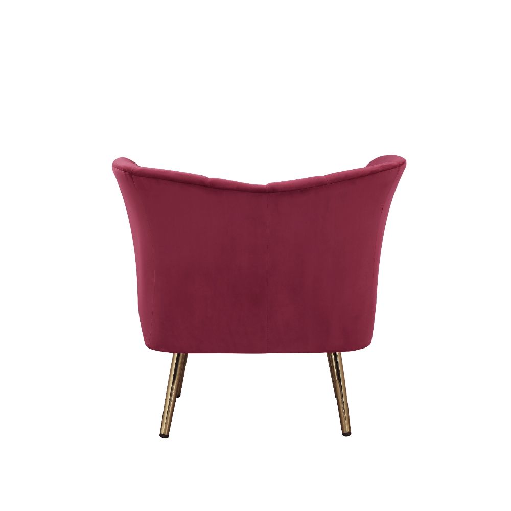 enapay accent chair, burgundy velvet & gold finish