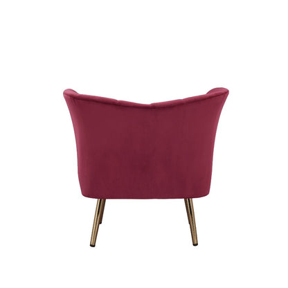 Enapay Accent Chair, Burgundy Velvet & Gold Finish