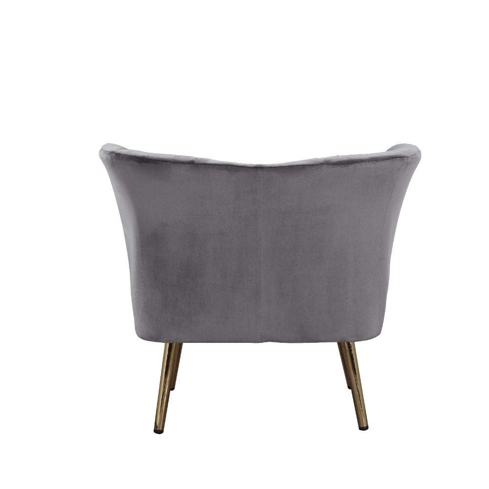 enapay accent chair, gray velvet & gold finish