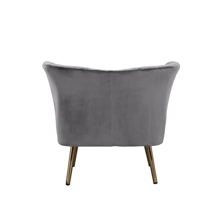 Enapay Accent Chair, Gray Velvet & Gold Finish