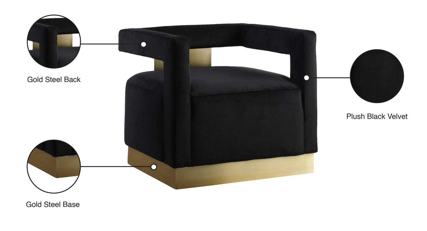 isabelle black velvet accent chair black