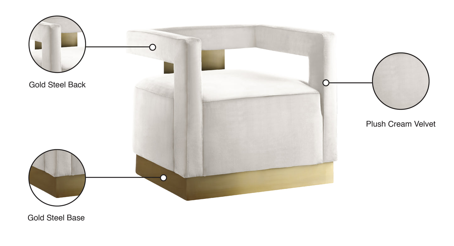 isabelle cream velvet accent chair cream