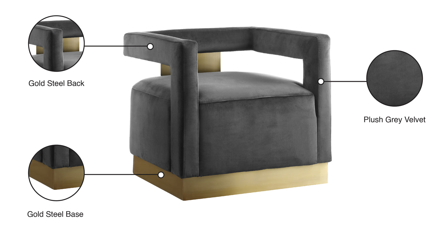 isabelle grey velvet accent chair grey