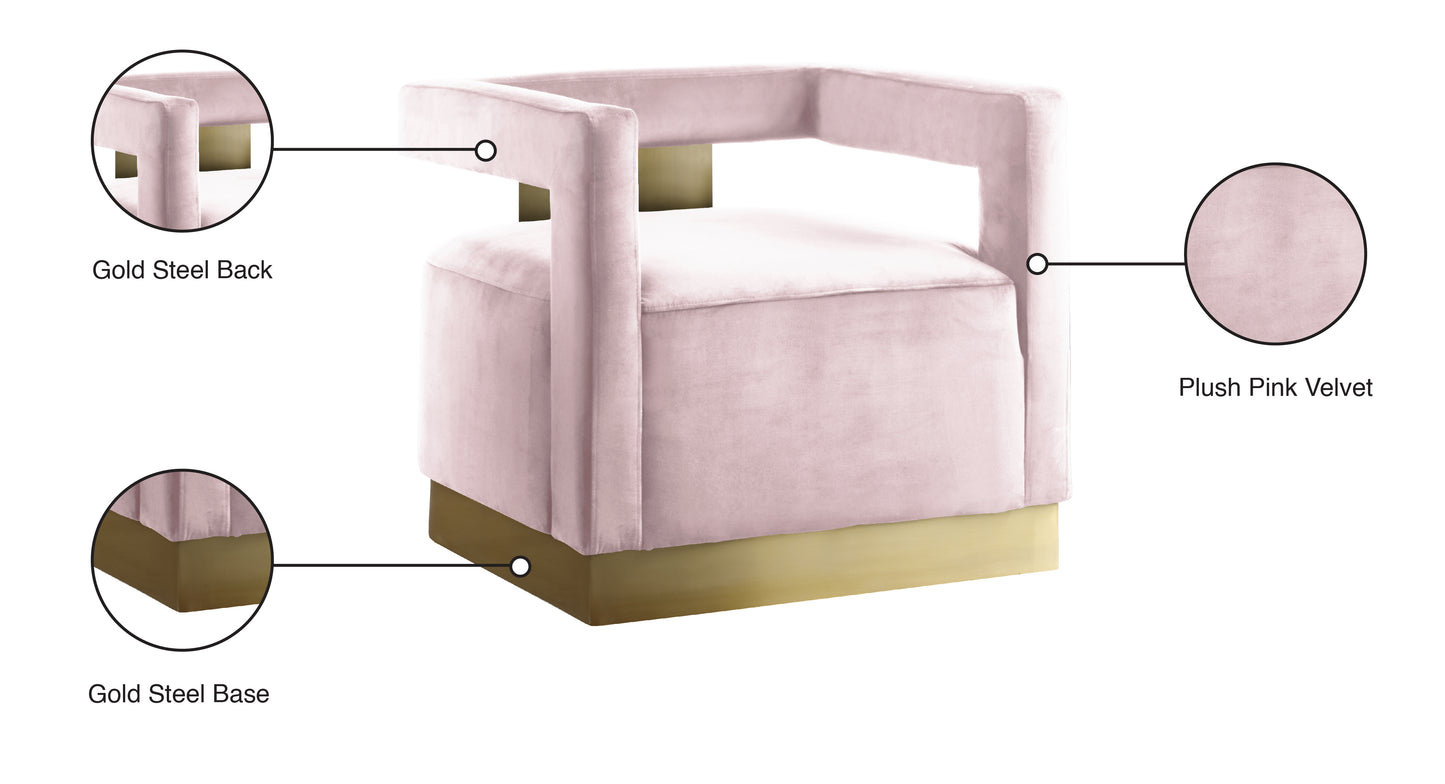 isabelle pink velvet accent chair pink