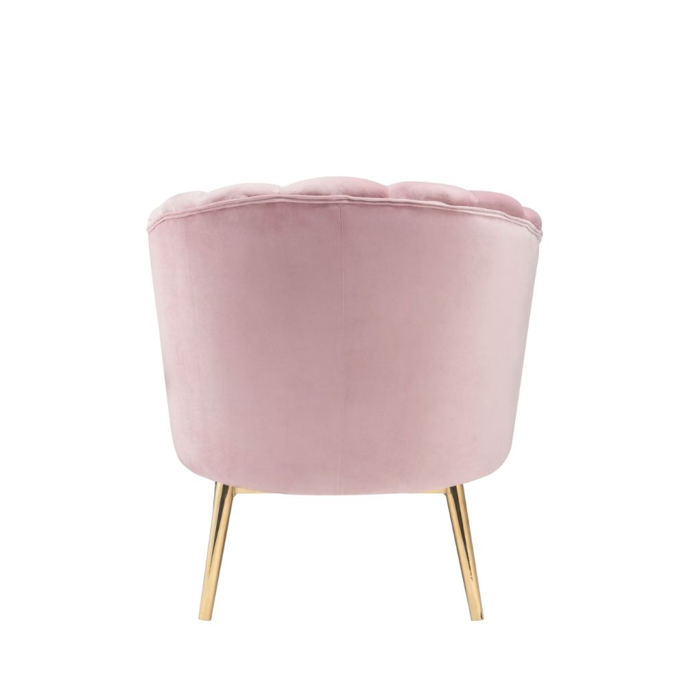 enca accent chair, blush pink velvet & gold finish