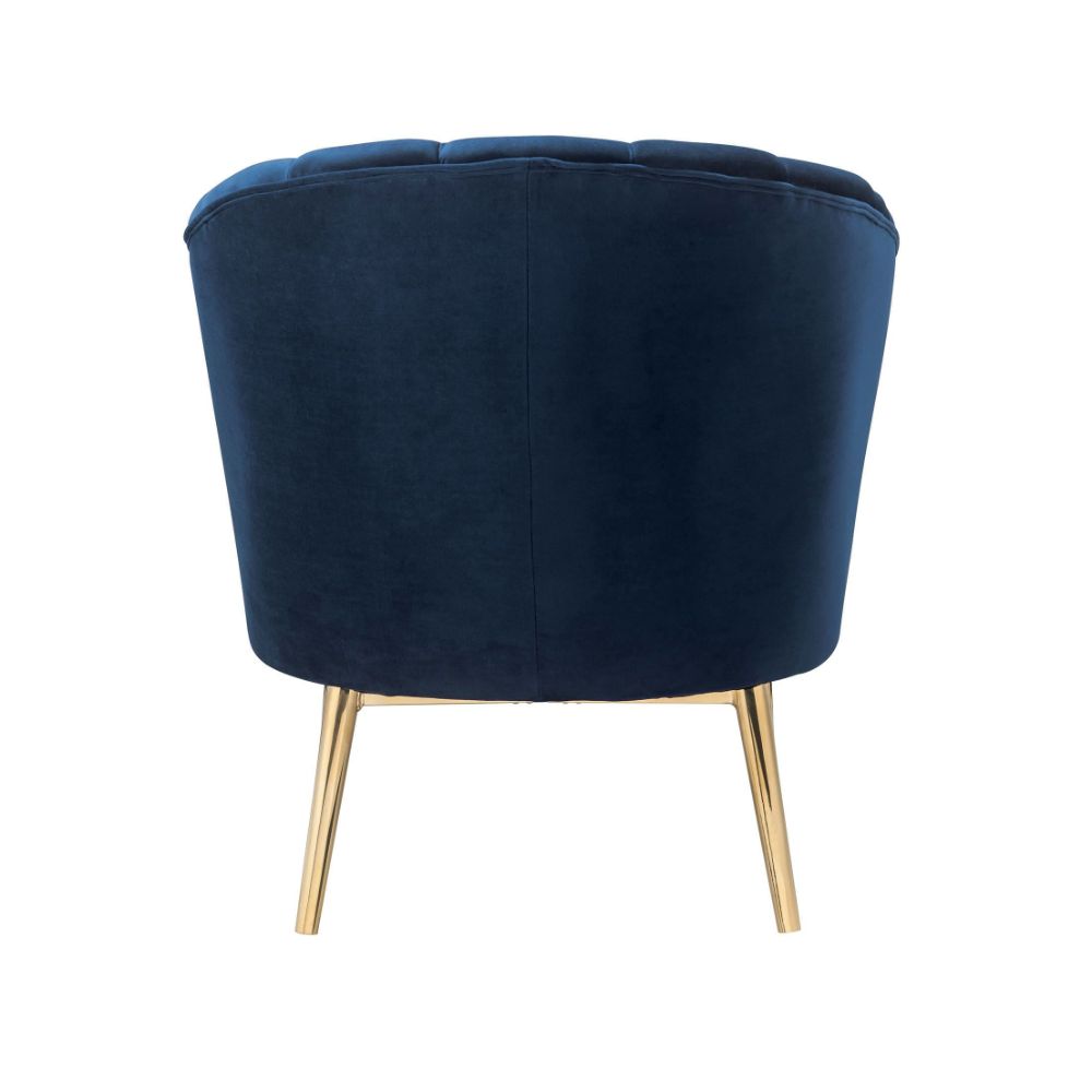 enca accent chair, midnight blue velvet & gold finish