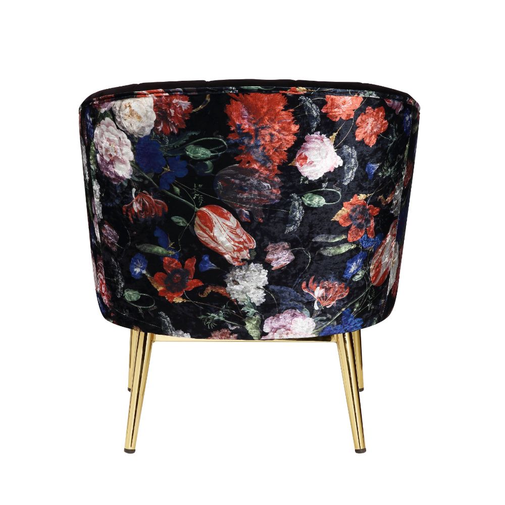 enca accent chair, black velvet & gold finish