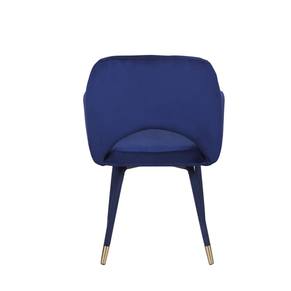 ensata applewood accent chair, ocean blue velvet & gold finish