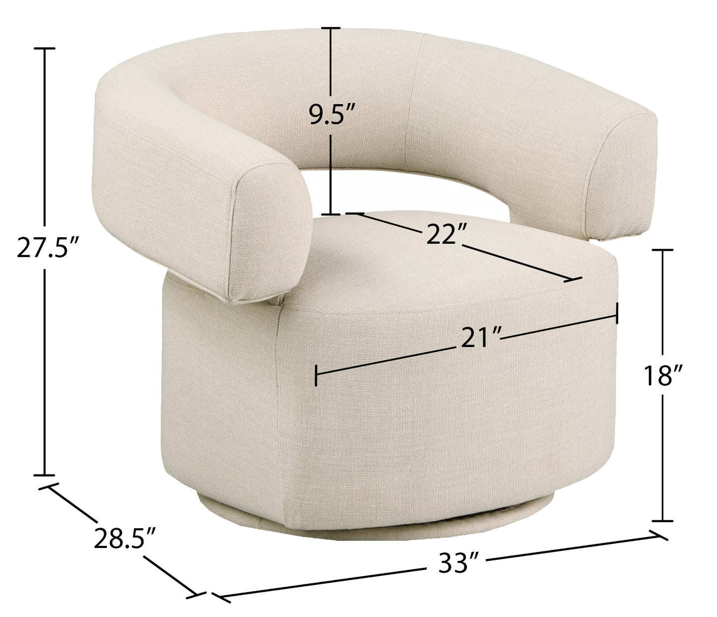 ames beige linen textured fabric swivel accent chair beige