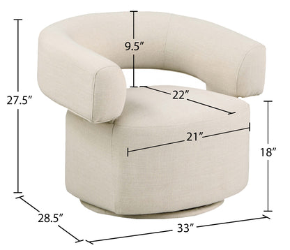 Ames Beige Linen Textured Fabric Swivel Accent Chair Beige