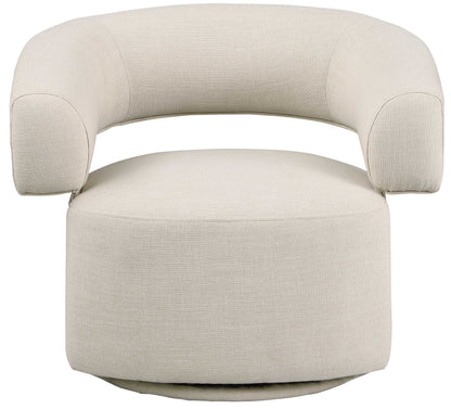 Ames Beige Linen Textured Fabric Swivel Accent Chair Beige