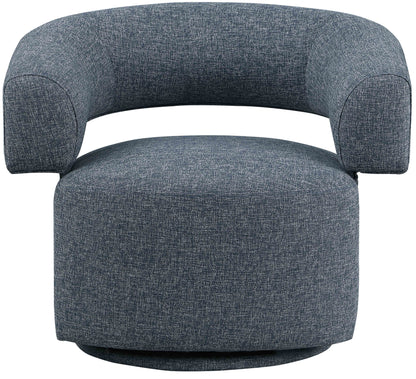 Ames Blue Linen Textured Fabric Swivel Accent Chair Blue