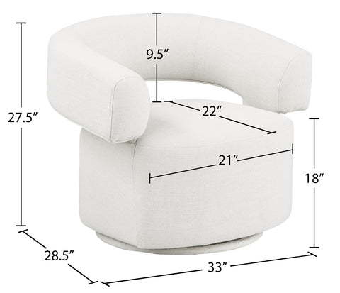 Ames Cream Linen Textured Fabric Swivel Accent Chair Cream